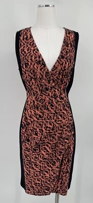 Nuevo con etiquetas Vestido Kenneth Cole New York Para Mujer Coral y Negro Patrón Geométrico Talla 12 Foto 1 de 4