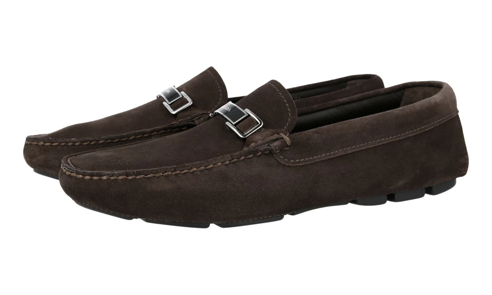 PRADA Suede Driving Loafer Slipper Shoes - 2DD163 Brown - US 12 EU 45
