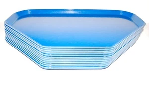 (12 Pack) Cobalt Blue Lunch Trays Molded Fiberglass Food Trays 14 X 22 Trapezoid - Picture 1 of 7