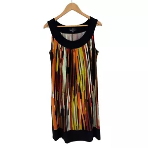 Size 14W 1X Multi-Color Painted Brushstroke Print Sleeveless Dress Summer Plus - Picture 1 of 5