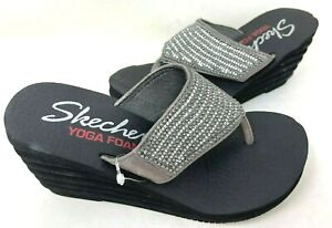 Skechers Women's BOHEMIAN ARROW ETERNAL STAR Thong Sandals Pewter Size:7 151J