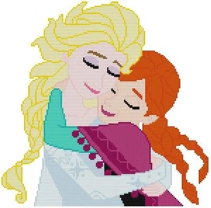 CROSS STITCH+ CRAFT PATTERN Frozen Movie Elsa Anna Hug Princess Ice Snow Winter - Picture 1 of 16