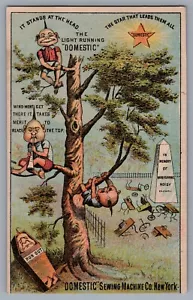 1800s Victorian Trade Card Domestic Sewing Machines Kids in Tree, Coffin 9887 - Picture 1 of 2