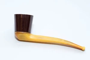 Buttercotch Bakelit Tabak Rauchergut Pfeife Marmor Briar Art Deco gebogen - Bild 1 von 6