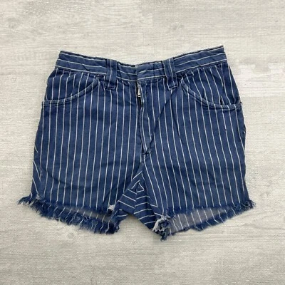 Shorts listrado vintage anos 60 tamanho 26x3,5 azul branco casual - Imagem 1 de 4