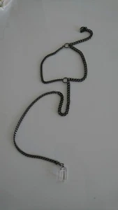 NEU Halskette mit Anhänger Quarz Kritall transparent Spitze Pendel Chocker leash - Bild 1 von 8