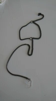 NEU Halskette mit Anhänger Quarz Kritall transparent Spitze Pendel Chocker leash - Bild 1 von 4