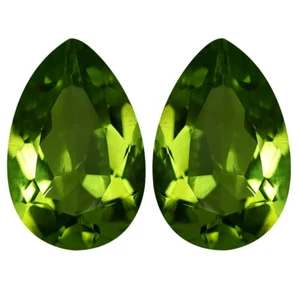 2,75 ct (2 pz) COPPIA ABBINATA Romantico Taglio a Pera (9x6 mm) Peridoto Verde Originale - Foto 1 di 1