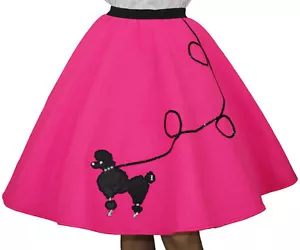 Neon Pink FELT Poodle Skirt _ Adult Size LARGE _ Waist 35"- 41" _ Length 25" - Picture 1 of 2