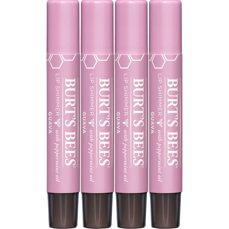 Paquete de 4 colores de labios hidratantes naturales Burt's Bees Guayaba Lip Shimmer Foto 1 de 4