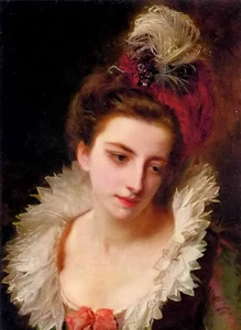 Beautiful Hand-painted lady with feathered hat beauty Oil painting on canvas - Picture 1 of 2