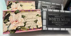 SAPONIFICIO ARTIGIANALE SCENTED SOAP(2PACK)2,WHITE MUSK,2 GARDENIA 10.5OZ - Picture 1 of 4