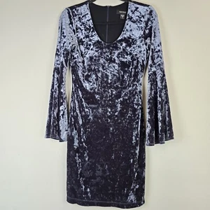 Karen Kane Gray Stretch Crushed Velvet V-Neck Sheath Dress Bell Sleeves S.C25 - Picture 1 of 11