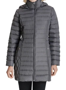 Michael Kors Puffer Coat Jacket Packable Down Hood Grey Charcoal Flannel PS $240 - Picture 1 of 12