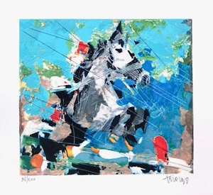 FRANCESCO TORALDO 23x25 serigrafia su carta " Il salto " cavallo ippica - Foto 1 di 1