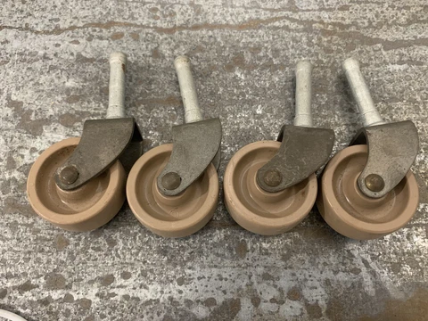 Lot Set 4 Vintage Mid Century Casters Bakelite Wheels - 1 1/2” Furniture Salvage Cover