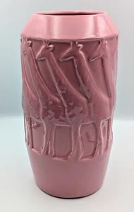 Vintage Haeger Floral Coral Pink Ceramic Vase with Giraffe Design 12" - Picture 1 of 2