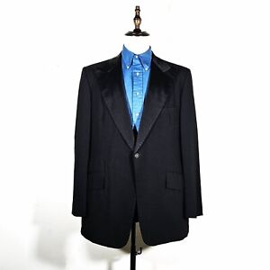 Vintage 60s 70s Black Tuxedo Suit Jacket After Six Peak Lapel Blazer USA 43 R