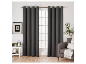 Set of 2 Sateen Twill Weave Insulated Blackout Grommet Top Window Curtain Panels - Picture 1 of 8