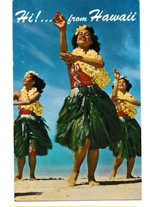 HAWAIIAN HULA Girls Maidens Pantomime Graceful Music Hawaii HI Postcard 1984 - Picture 1 of 2