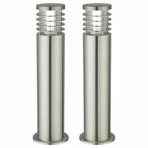 Set of 2 Modern Brushed Stainless Steel 50cm IP44 Outdoor Garden Post Lights - Picture 1 of 7
