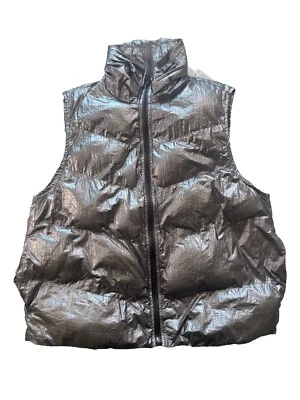 Chaleco Anthropologie Mujer Mediano Plateado Susurro Sin Plumas Puffer Embalable Foto 1 de 4
