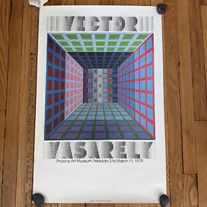 Póster de exposición Victor Vasarely 1979 vintage Phoenix Op Art 34" x 22” OG RARO DIFÍCIL DE ENCONTRAR - Imagen 1 de 7