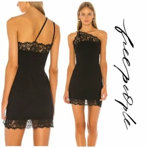 Vestido Free People Premonitions ceñido al cuerpo negro elástico encaje talla pequeña 4-6 - Imagen 1 de 5