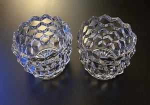 Set Of 2 Vintage AMERICAN Fostoria Elegant Glass Clear Crystal SUGAR BOWL Barrel - Picture 1 of 8