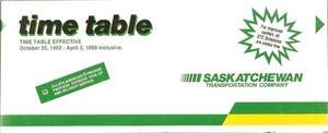 Bus Timetable - Saskatchewan Transportation Company - STC - 25/10/92 (Canada) - Picture 1 of 1