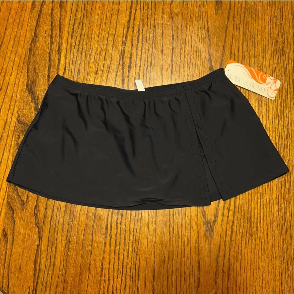 Tropical Honey Size 8 Black Swim Skirt Bottom w/7” inch slit - Image 1 of 4
