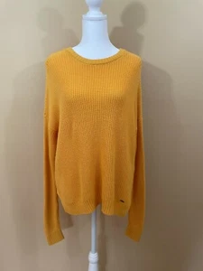 Hollister Ribbed Knit Pullover Crewneck Sweater Marigold Yellow - Women's Small - Picture 1 of 8