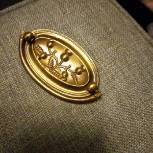 Antique Brass Floral Design, Drop Pull Drawer Handle 2-3/4" C2C, SALVAGED  - Picture 1 of 5
