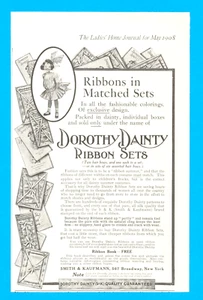 1908 DOROTHY DAINTY nastri fiocchi per capelli antica STAMPA ANNUNCIO stile moda decorativo - Foto 1 di 3