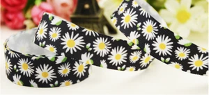 Grosgrain Floral Daisy Flower Ribbon 1" 25mm - Picture 1 of 1