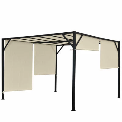 Pergola Beja, Garten Pavillon, stabiles 6cm-Stahl-Gestell + Schiebedach 4x4m - Bild 1 von 4
