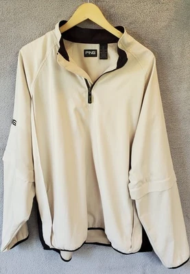 Ping Mens 1/4 Zip Pullover Beige Convertible Sleeve Golf Windbreaker Size XL - Image 1 of 4