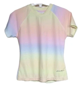 Eddie Bauer Youth Swim Top Rashguard Swimwear Rainbow Pastels Tie Dye Kids Small - Picture 1 of 5