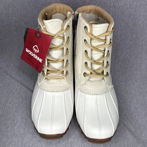 Wolverine Duck Damenstiefel Größe 9W beige Leder wasserdicht isoliert W88022 neu mit Etikett - Bild 1 von 12