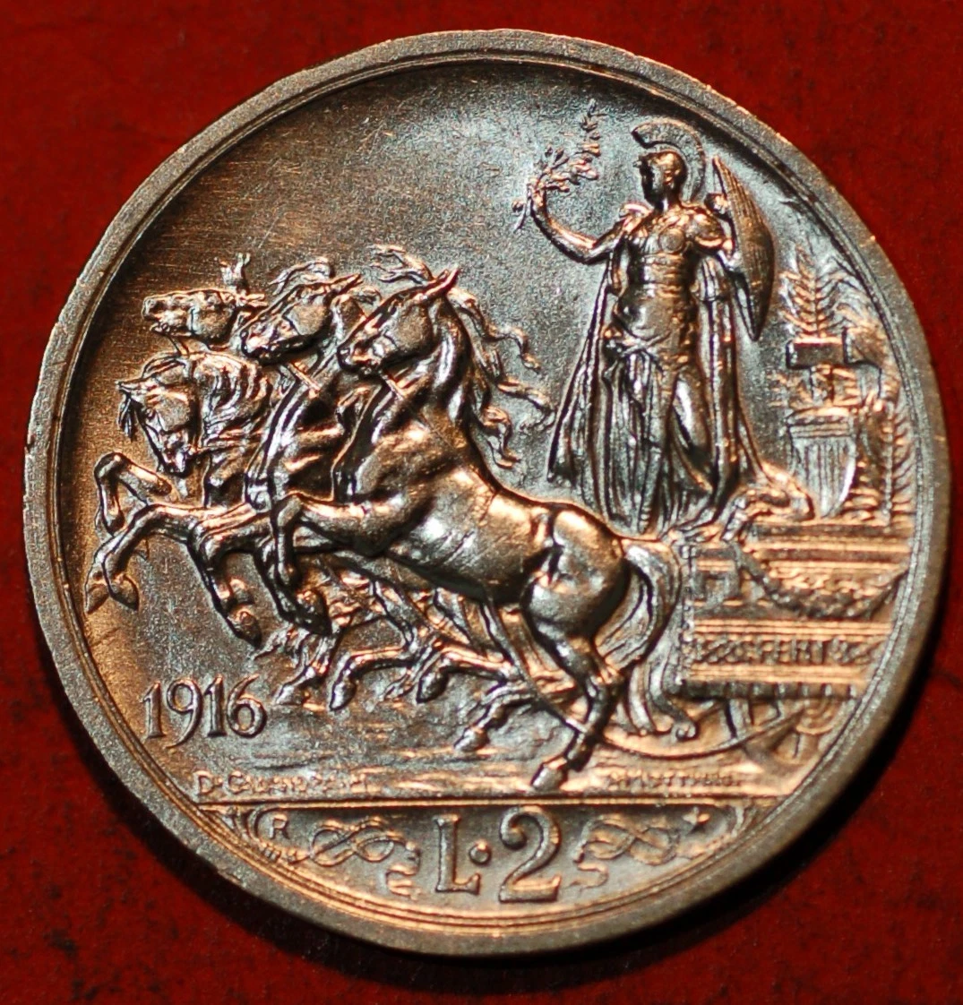 1916年 イタリア 2リラ NGC MS62 高鑑定 クァドリガ 1916年 イタリア 2