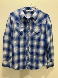 Camicia western Cumberland Outfitters taglia media donna blu perla a scatto bianco - Foto 1 di 10