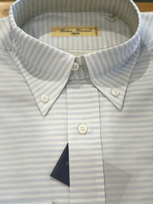 Camisa Finamore Napoli Azul/Blanco Algodón Horizontal Rayas 15.75 (Eu40/M) Italiana Foto 1 de 4