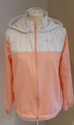 PUMA Hooded Windbreaker Jacket In Pink and White Size Medium (Check Photos) - Image 1 of 4