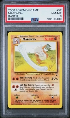 2000 Pokemon Base 2 # 52 Marowak PSA 8 Card NM-MINT! Trusted Seller! Free Ship! - Image 1 of 2