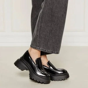 Michael Kors Damen Shiloh schwarz Leder Lug Plateau Halbschuhe Größe 6,5 - Bild 1 von 17