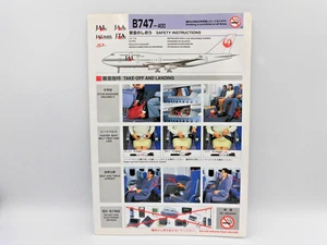 Safety Card Safety Instruction Japan Airlines JAL Boeing B747-400 Japan JAA 1 - Picture 1 of 12