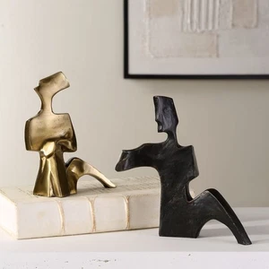 PAIR OF AFFECTION COUPLE MODERN & INDUSTRIAL LOOKING IRON STATUE SCULPTURE 18149 - Picture 1 of 6