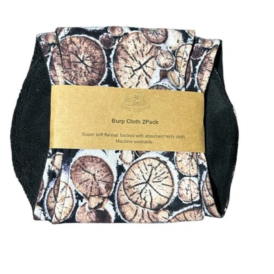 Burp Cloth 2 Pack Tree Woodgrain Novelty Lumberjack Handmade NEW - Image 1 of 4