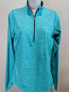 Nike Dri Fit Element Running Lg Sleeve Shirt Damen S-1/4 Zip Pullover Blau/Grün - Bild 1 von 12