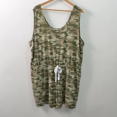 Romper Terra & Sky Feminino 3X Camuflagem Verde Sem Mangas Regata Cordão Gravata 4" Costura Interna - Imagem 1 de 4